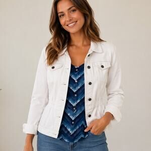 Axcess Jean Jacket Women's Size S Irory Stretch Casual Minimalist Timeless